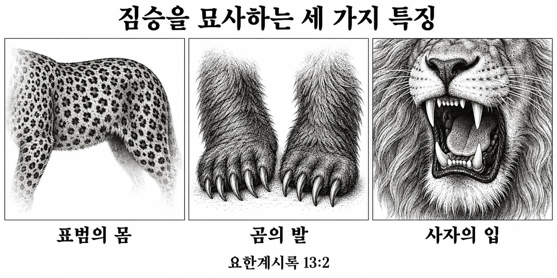 표범의 몸, 곰의 발, 사자의 입