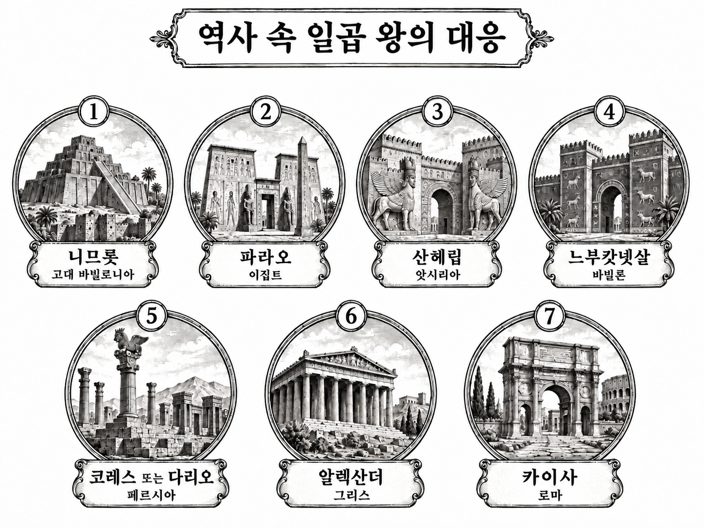 일곱 머리에 대응하는 역사적 통치자들