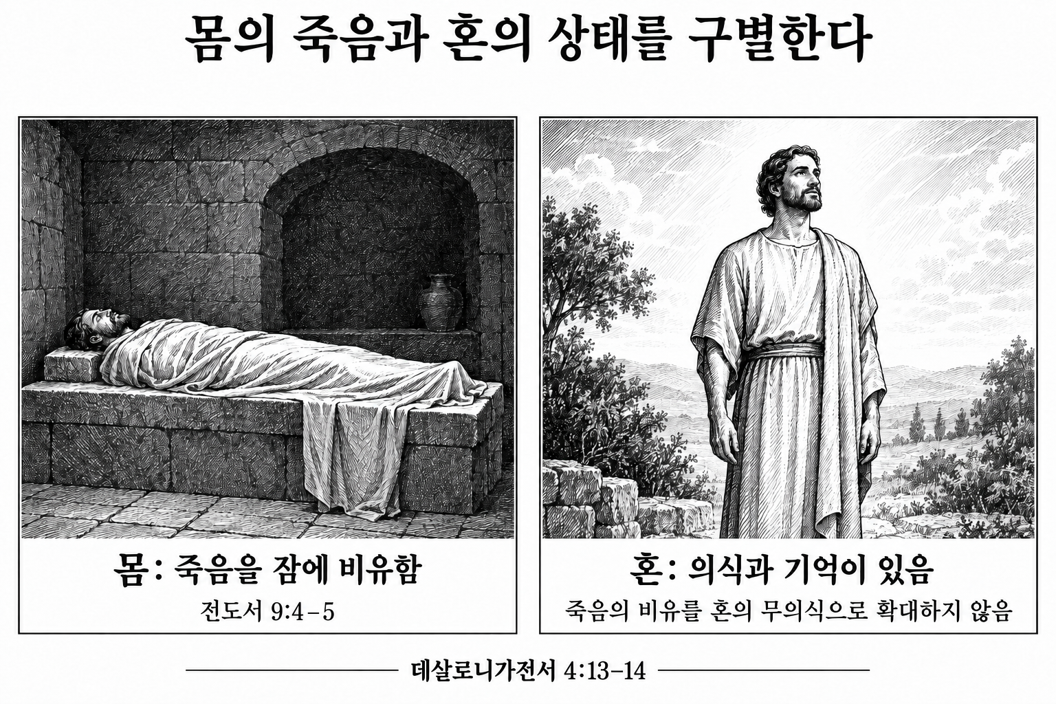 죽은 몸과 의식이 있는 혼의 구별