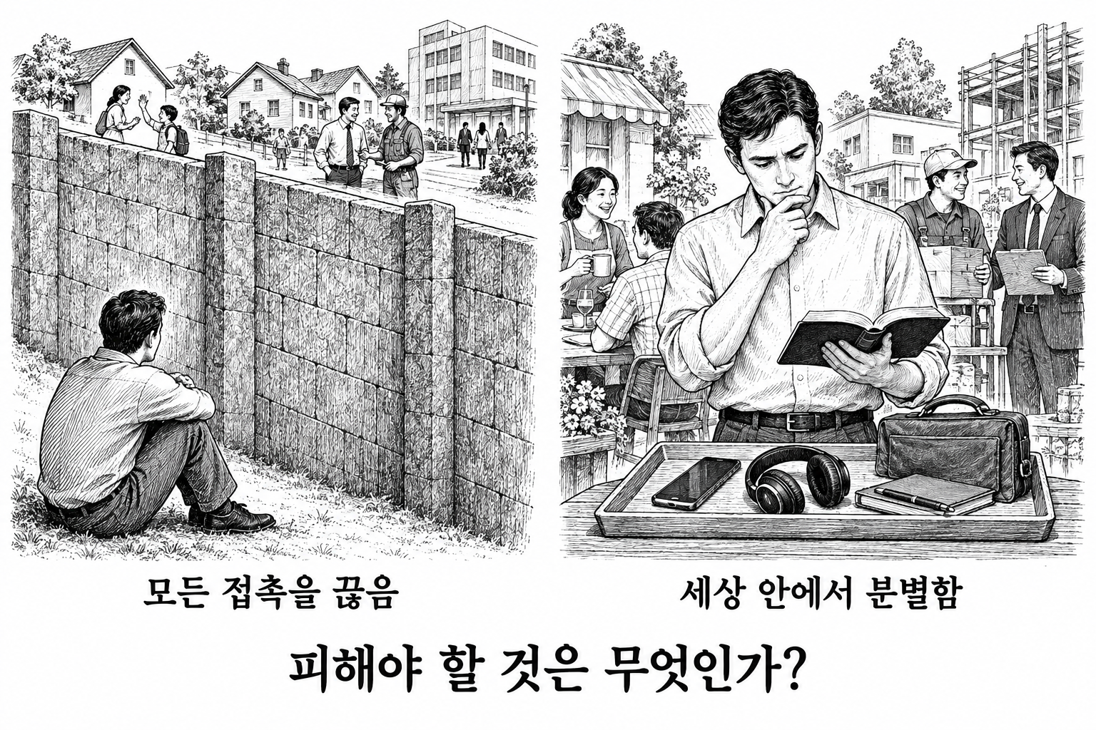 모든 접촉을 끊는 고립과 세상 안에서 말씀으로 분별하는 삶의 비교