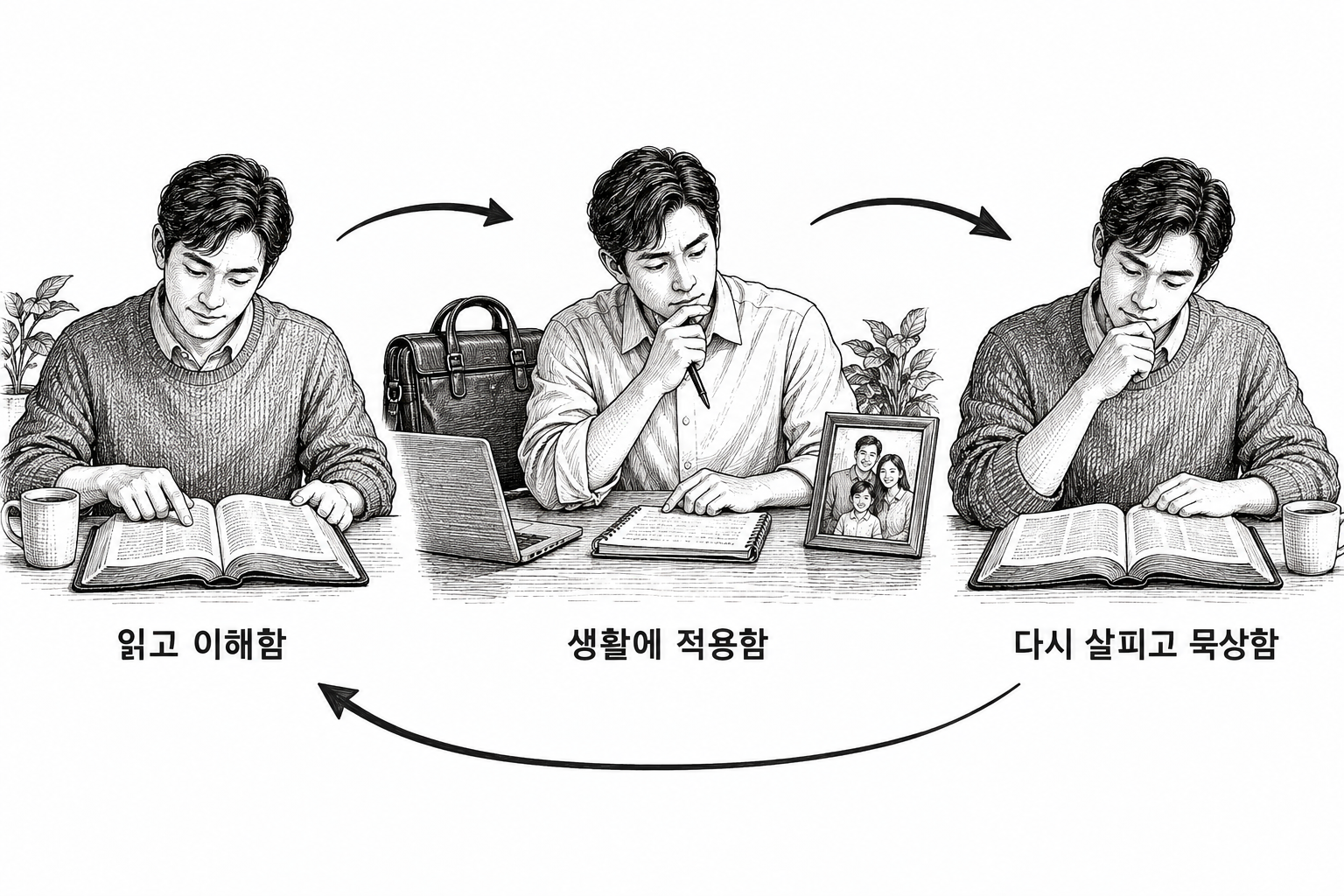 말씀을 이해하고 생활에 적용하며 다시 살피고 묵상하는 과정