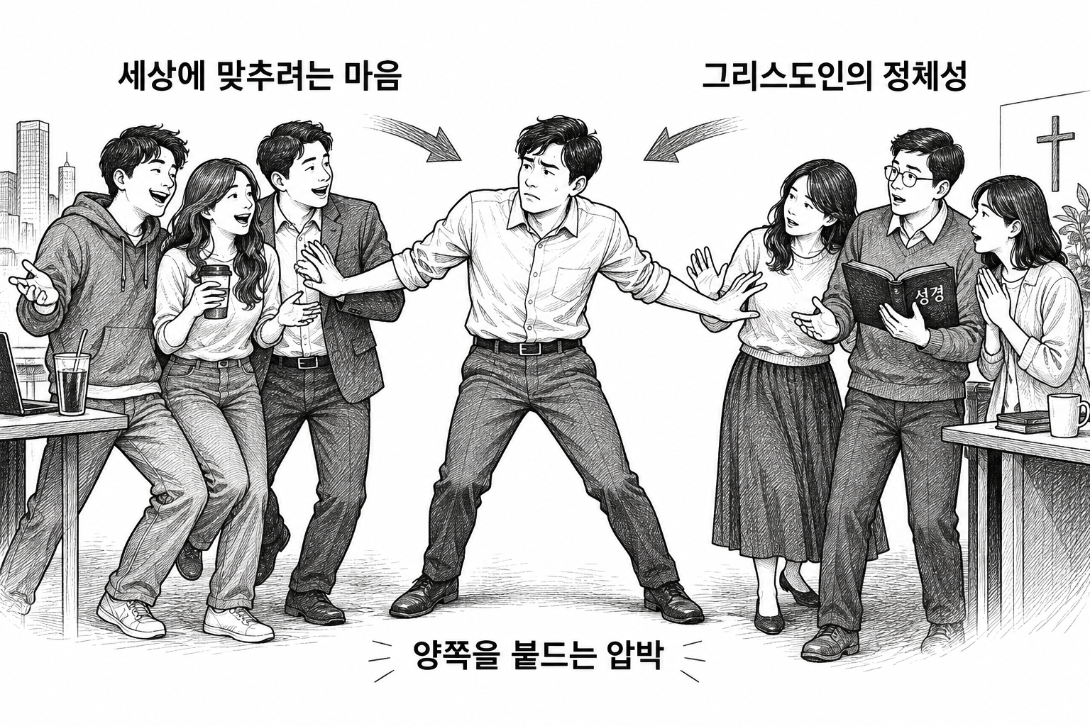 세상에 맞추려는 마음과 그리스도인의 정체성 사이에서 받는 압박