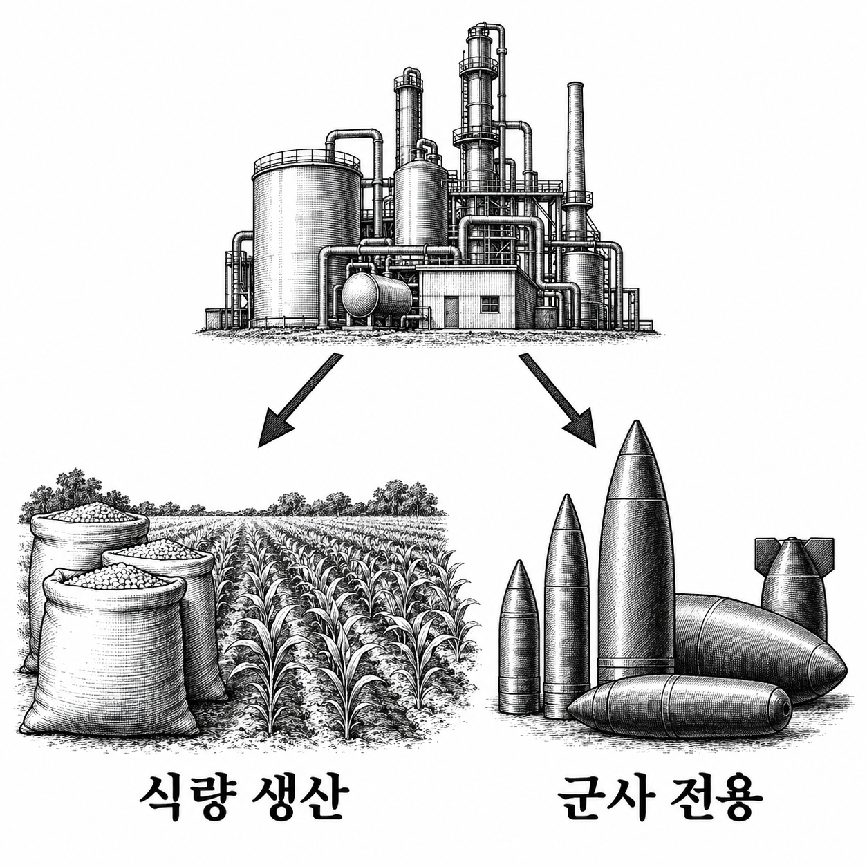 화학 기술이 비료 생산과 군사적 용도로 갈라질 수 있다는 이중 용도 개념.