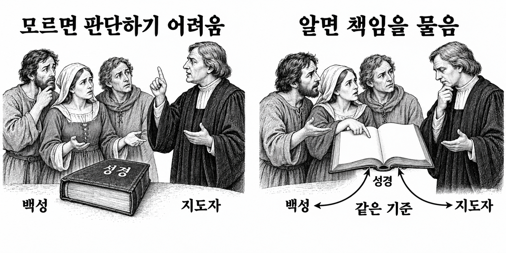 백성이 말씀을 알아야 지도자에게도 같은 기준을 적용하고 책임을 물을 수 있다는 논리.
