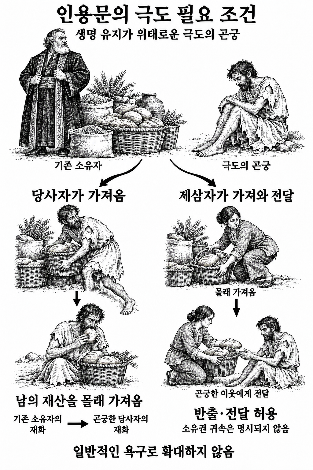 극도의 필요가 있을 때 자신이나 이웃을 위해 가져온 재화의 소유권이 바뀐다는 논리.
