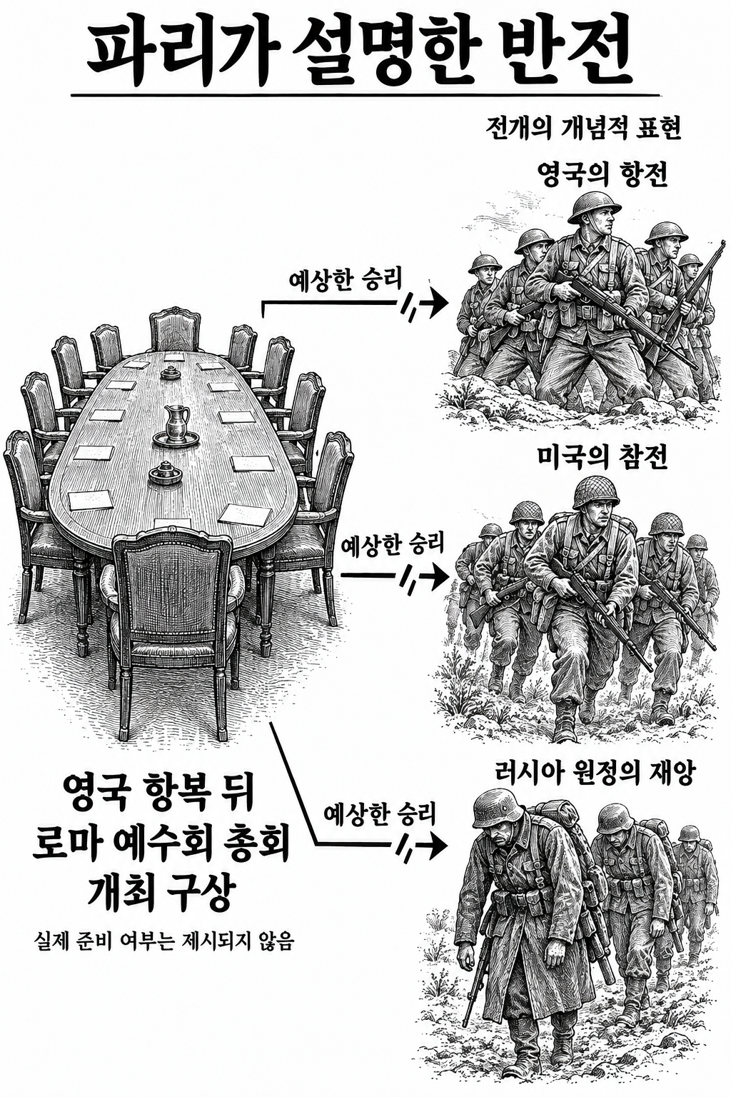 영국의 항복을 기대한 구상을 뒤집은 세 가지 전쟁 전개.