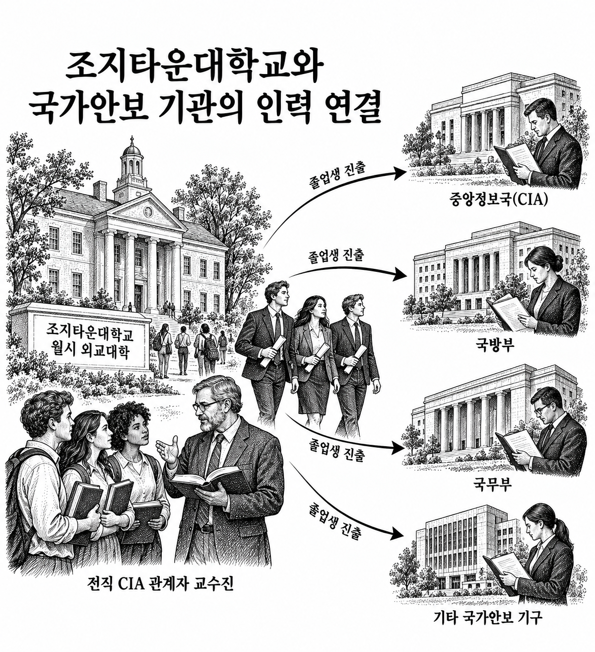 조지타운대학교 졸업생의 국가안보 기관 진출과 전직 CIA 관계자의 교육 참여