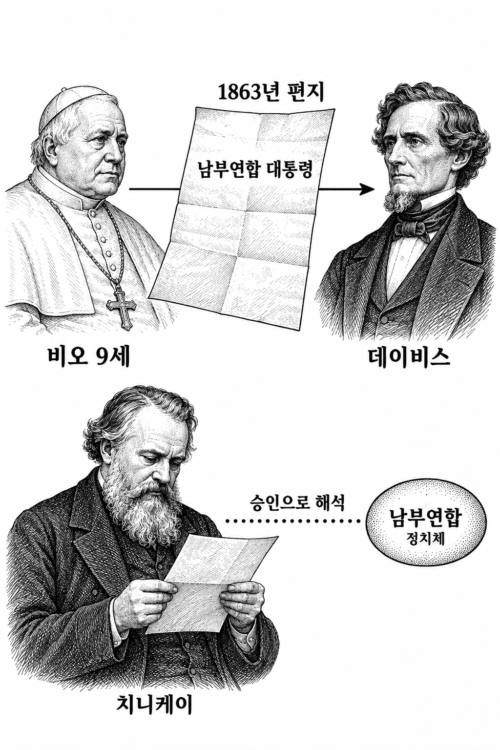 편지의 대통령 호칭을 남부연합 승인으로 해석한 논리.