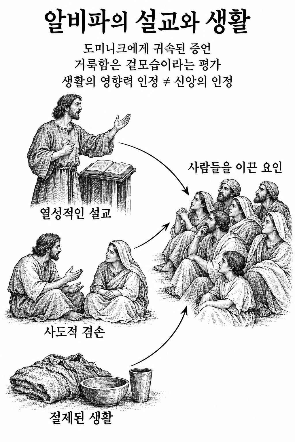 설교와 겸손, 절제된 생활로 사람들을 이끄는 알비파