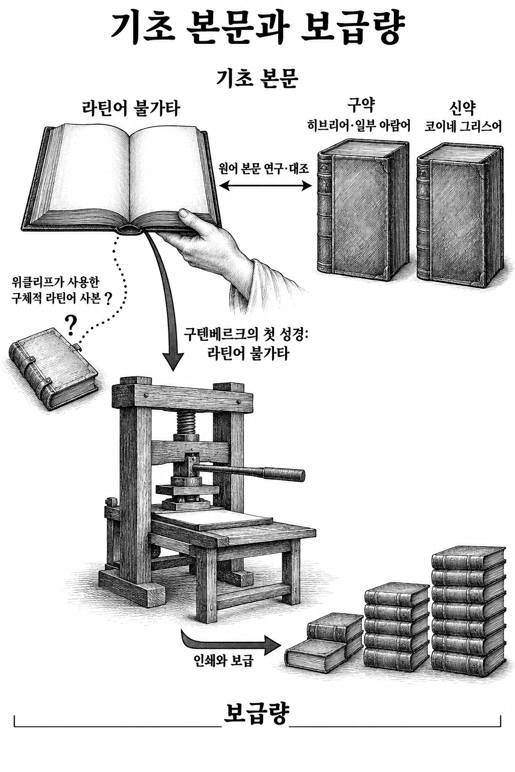 많이 인쇄하는 문제와 어떤 언어·본문을 번역의 기초로 삼는 문제의 구분.